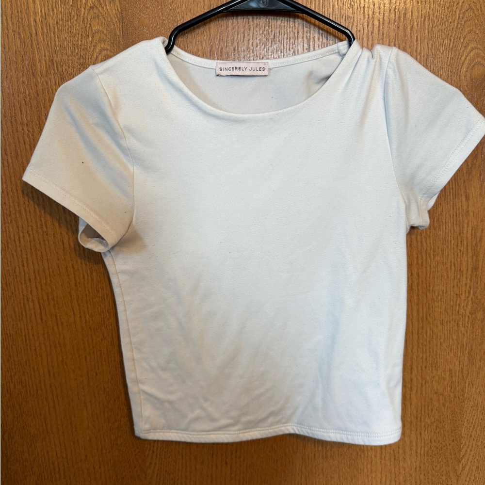 Sincerely Jules Cream Short Sleeve Crewneck Tee